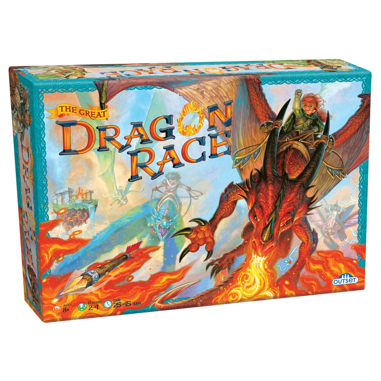 Great Dragon Race - Fantasy Board Game, Outset Media, Kids & Family Race Start To Finish Game, 2-4 Players, Ages 8+